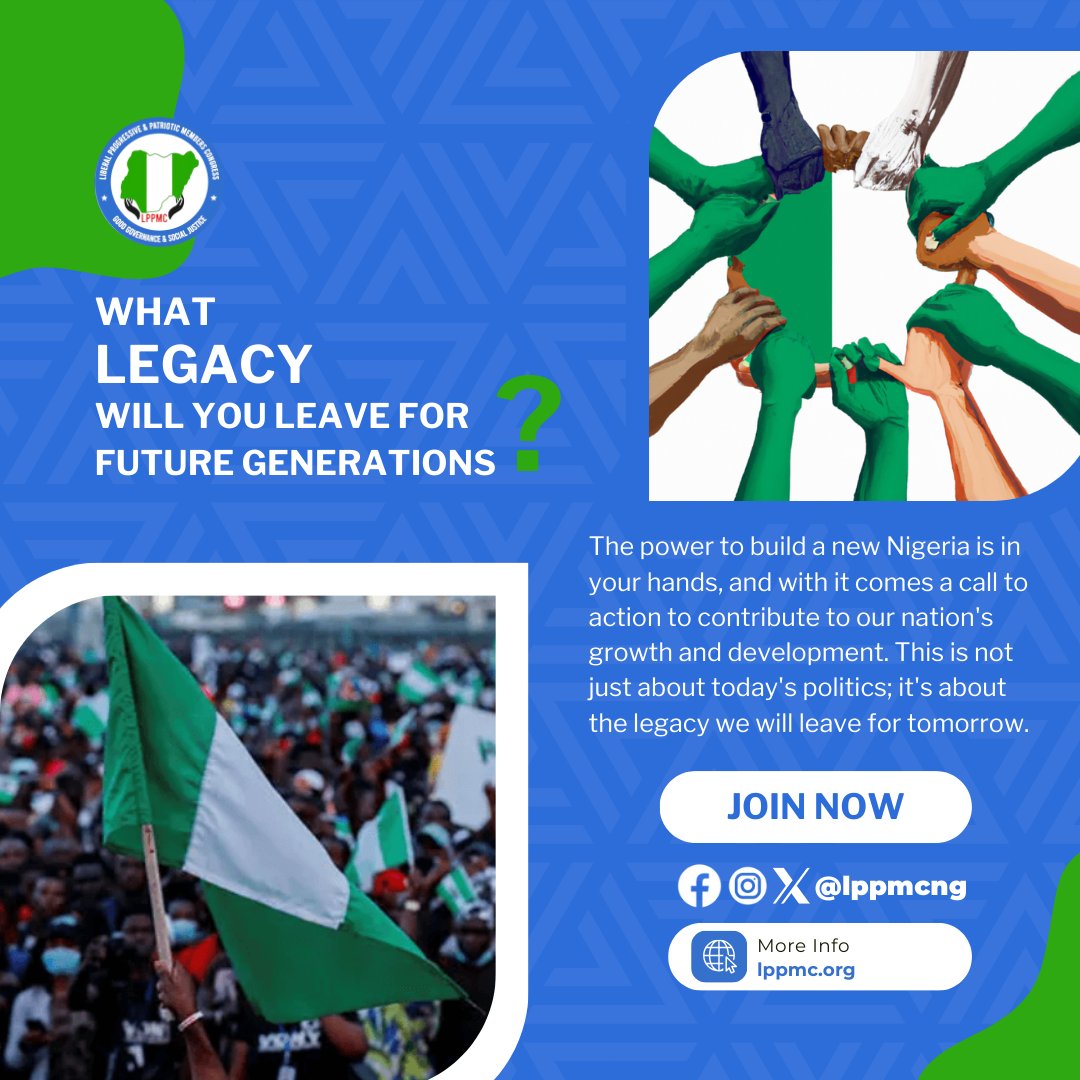 The future is being written today, and you hold the pen. LPPMC invites you to consider: What Legacy Will You Leave? The power to shape a new Nigeria rests on our collective action, and we are dedicated to fostering a nation where unity is strengthened and transparency prevails.