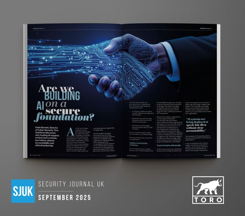 Toro Solutions (@torosolutions) on Twitter photo In the latest edition of <a href="/SecJournalUK/">Security Journal UK</a> Katie, Toro's Director of Cyber Security, discusses why trusting AI requires not just tech controls, but culture, shared accountability, and ethical leadership. digital.securityjournaluk.com/html5/reader/p… In the latest edition of <a href="/SecJournalUK/">Security Journal UK</a> Katie, Toro's Director of Cyber Security, discusses why trusting AI requires not just tech controls, but culture, shared accountability, and ethical leadership. digital.securityjournaluk.com/html5/reader/p…