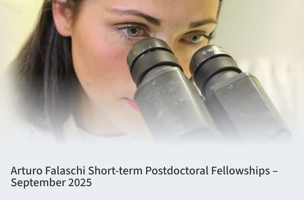 ICGEB's tweet image. Call for applications for Arturo Falaschi Short-term Postdoctoral Fellowships in ICGEB labs

📌closing date 30 September 2025

#sciencefordevelopment #Italy #India #SouthAfrica
👉 icgeb.org/fellowships/ar…
