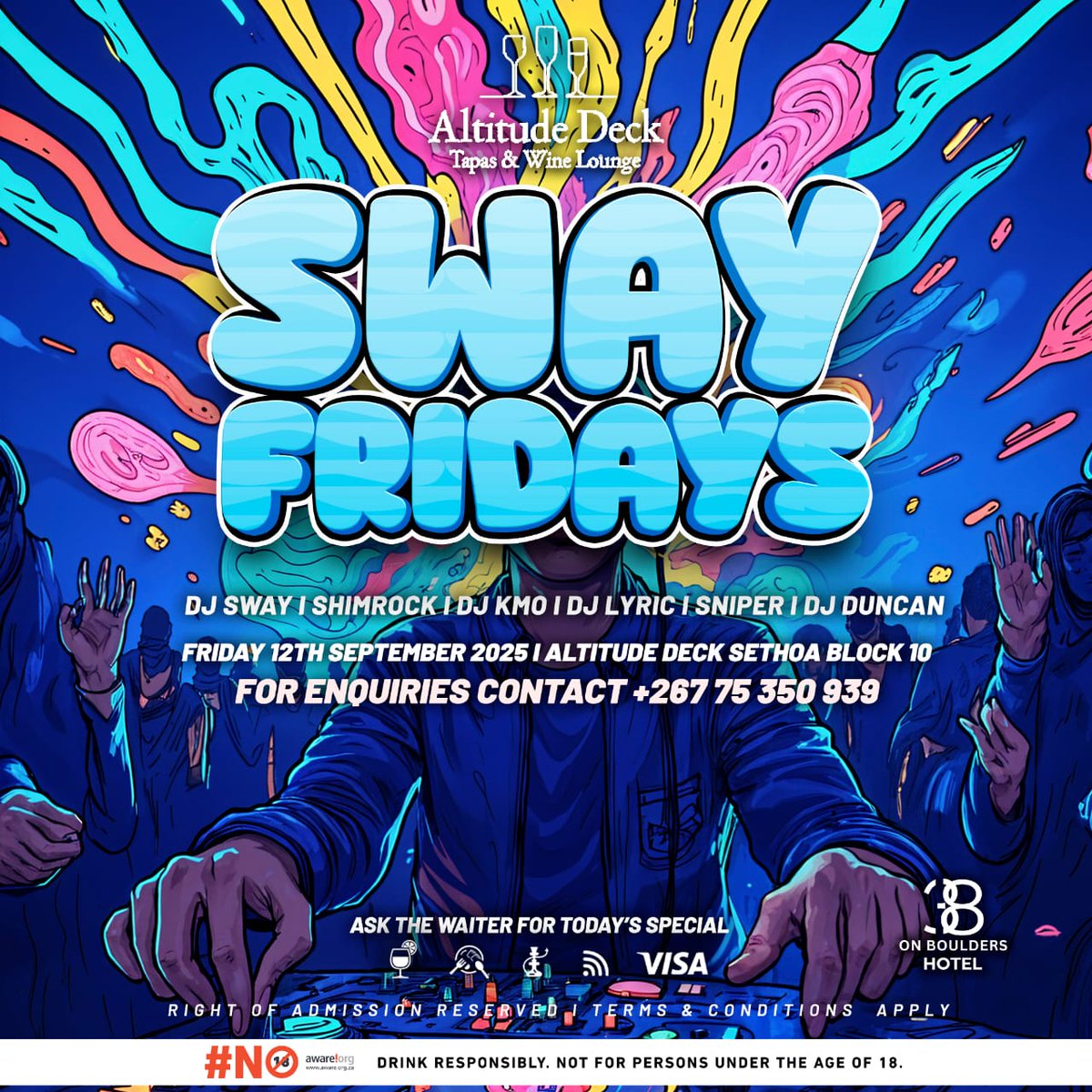Pushing #SwayFridays this summer,a nd your support would mean everything. We try keep it nice and chill and dope. After work type vibe, and really putting on the local DJ's we don't normally get exposed to, so your support would be such a vibe to us. 

See you there