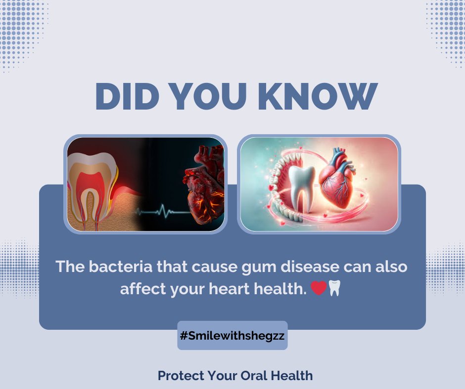 shegzz_4's tweet photo. Who would’ve thought your gums could be stressing your heart like Lagos traffic? 😅🦷❤️"
#SmilewithShegzz
#Oralhealthawareness https://t.co/Fzbuy7W4Ag