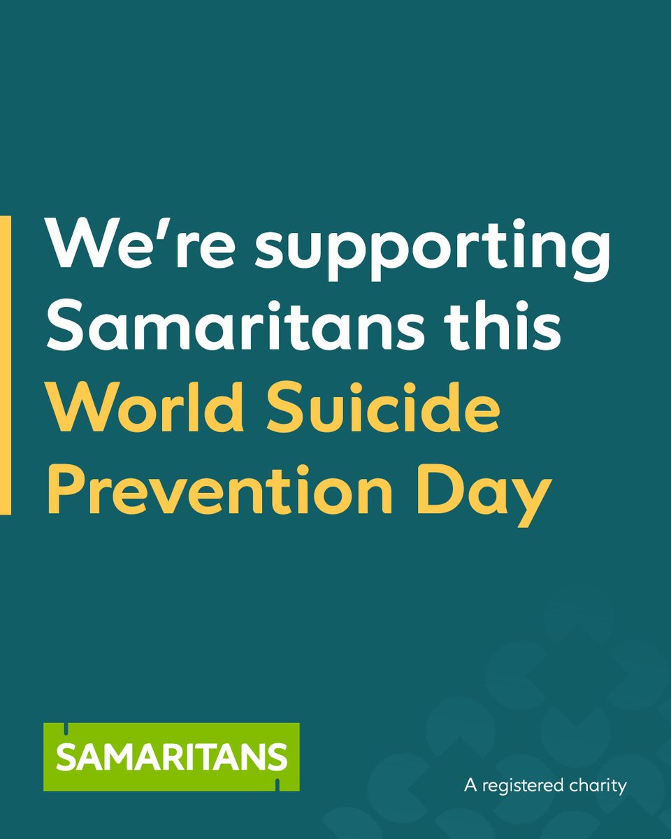 Join us in standing with @Samaritans this #WorldSuicidePreventionDay 💚

Suicide is not inevitable. You can interrupt someone’s suicidal thoughts. You could save a life.

Find out how you can help 👉 samaritans.org/WSPD