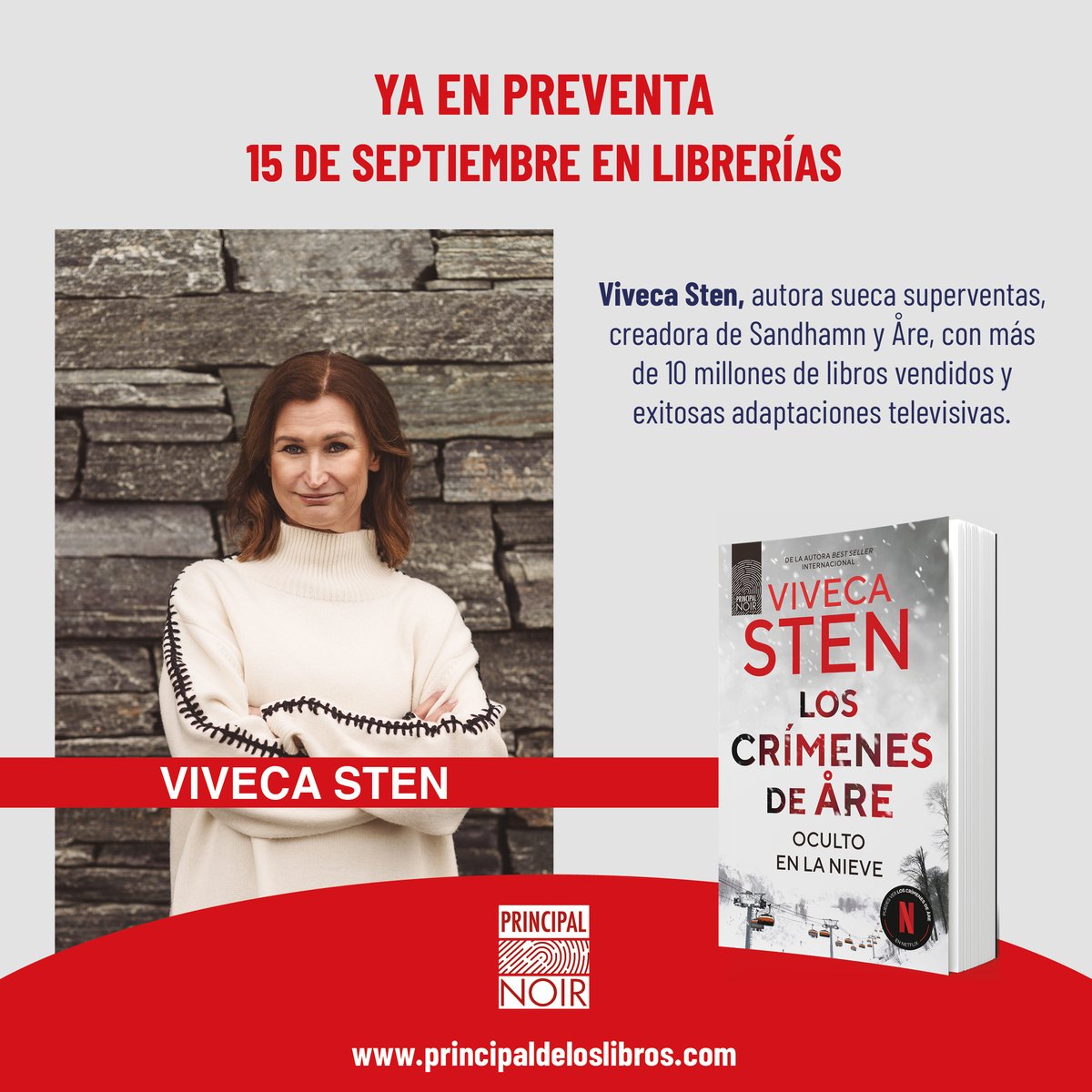 Principal Libros (@principallibros) on Twitter photo ¡Novedad!
El 15 de septiembre llega a librerías "Los crímenes de Åre. Oculto en la nieve", de la autora superventas sueca <a href="/VivecaSten/">Viveca Sten-Knudsen</a>, la novela en la que se basa la exitosa serie homónima emitida en <a href="/NetflixES/">Netflix España</a> ⚡
👉 Disponible en preventa en principaldeloslibros.com/index.php?id_p…
<a href="/udllibros/">Udl Libros</a> ¡Novedad!
El 15 de septiembre llega a librerías "Los crímenes de Åre. Oculto en la nieve", de la autora superventas sueca <a href="/VivecaSten/">Viveca Sten-Knudsen</a>, la novela en la que se basa la exitosa serie homónima emitida en <a href="/NetflixES/">Netflix España</a> ⚡
👉 Disponible en preventa en principaldeloslibros.com/index.php?id_p…
<a href="/udllibros/">Udl Libros</a>