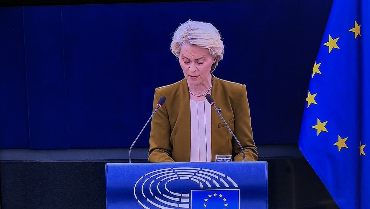 "Every abducted child must be returned," EU chief <a href="/vonderleyen/">Ursula von der Leyen</a> says in her #SOTU speech before the European Parliament. She tells the lawmakers the story of Sasha whom she has invited to be her guest in Strasbourg. 
Sasha was only 11 years old when the Russians attacked Ukraine.