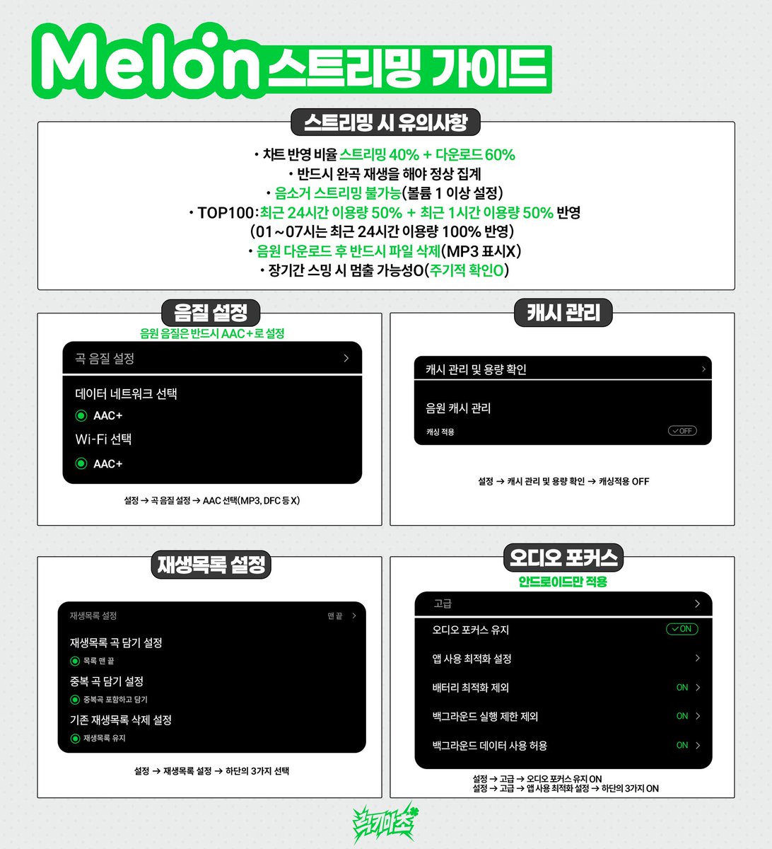 luckymachostrm's tweet photo. 🍀 #럭키마초 멜론 스트리밍 가이드 (25.09 ver) https://t.co/JsnQodKMtr