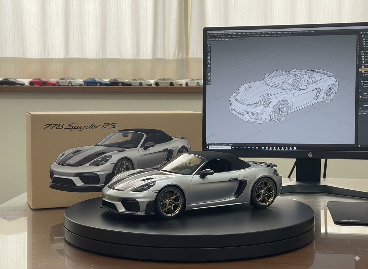 porsche_carlife's tweet image. 流行りのやつ、やってみた
ついでに回転させてみた

#718SpyderRS #SpyderRS #nanobanana