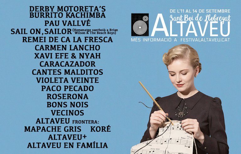 Ajuntament Sant Boi (@ajsantboi) on Twitter photo El <a href="/FestivalAltaveu/">Festival Altaveu</a> ja és aquí!
De l’11 al 14 de setembre, Sant Boi es converteix un any més en l’epicentre de la música amb la 36a edició del Festival.
Consulta la programació:
👉festivalaltaveu.cat El <a href="/FestivalAltaveu/">Festival Altaveu</a> ja és aquí!
De l’11 al 14 de setembre, Sant Boi es converteix un any més en l’epicentre de la música amb la 36a edició del Festival.
Consulta la programació:
👉festivalaltaveu.cat