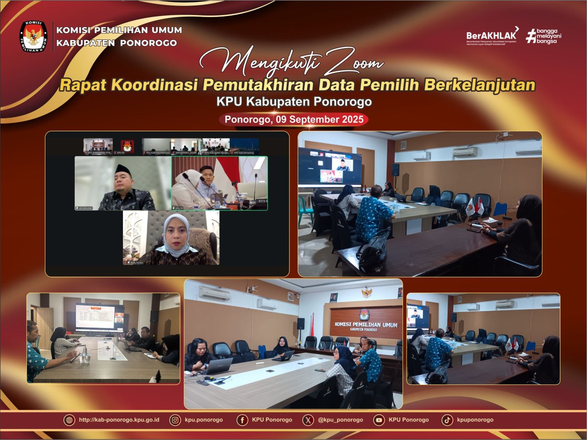#Temanpemilih Koordinasi terkait pemilih berkelanjutan terus bergulir berjalan, hal ini selaras dengan kegiatan yang di laksanakan Selasa, 10/9/2025 dengan via zoom meeting daring bersama KPU Provinsi Jawa Timur dan di ikuti seluruh 38 KPU Kabupaten/Kota.kab-ponorogo.kpu.go.id
