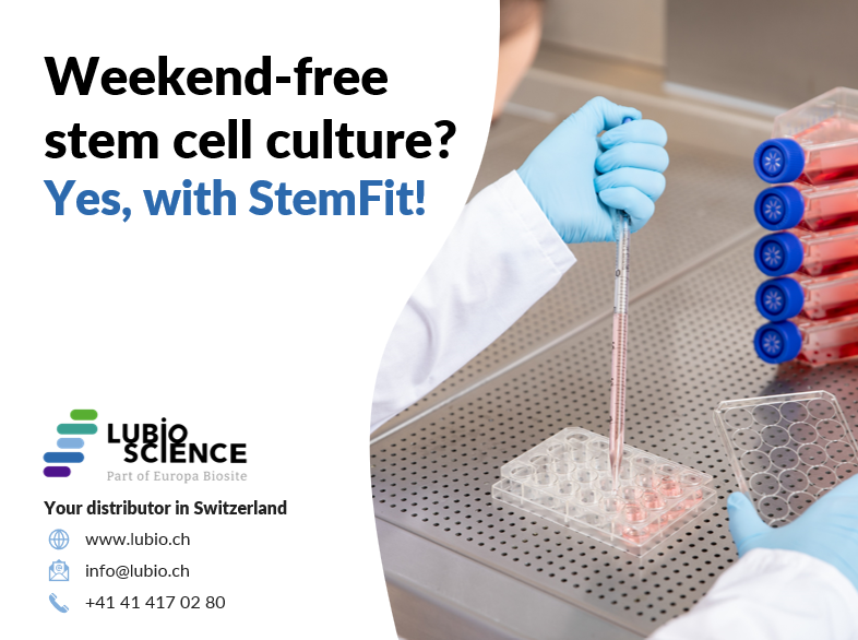 LubioScience's tweet photo. Weekend-free stem cell culture? Yes, with StemFit! 
StemFit® Feeder-Free Media lets you maintain iPSCs and ESCs without feeders – or weekend lab time. Explore Stemfit 👉 https://t.co/dXZ69SXNmm https://t.co/9nBiR9vgR8