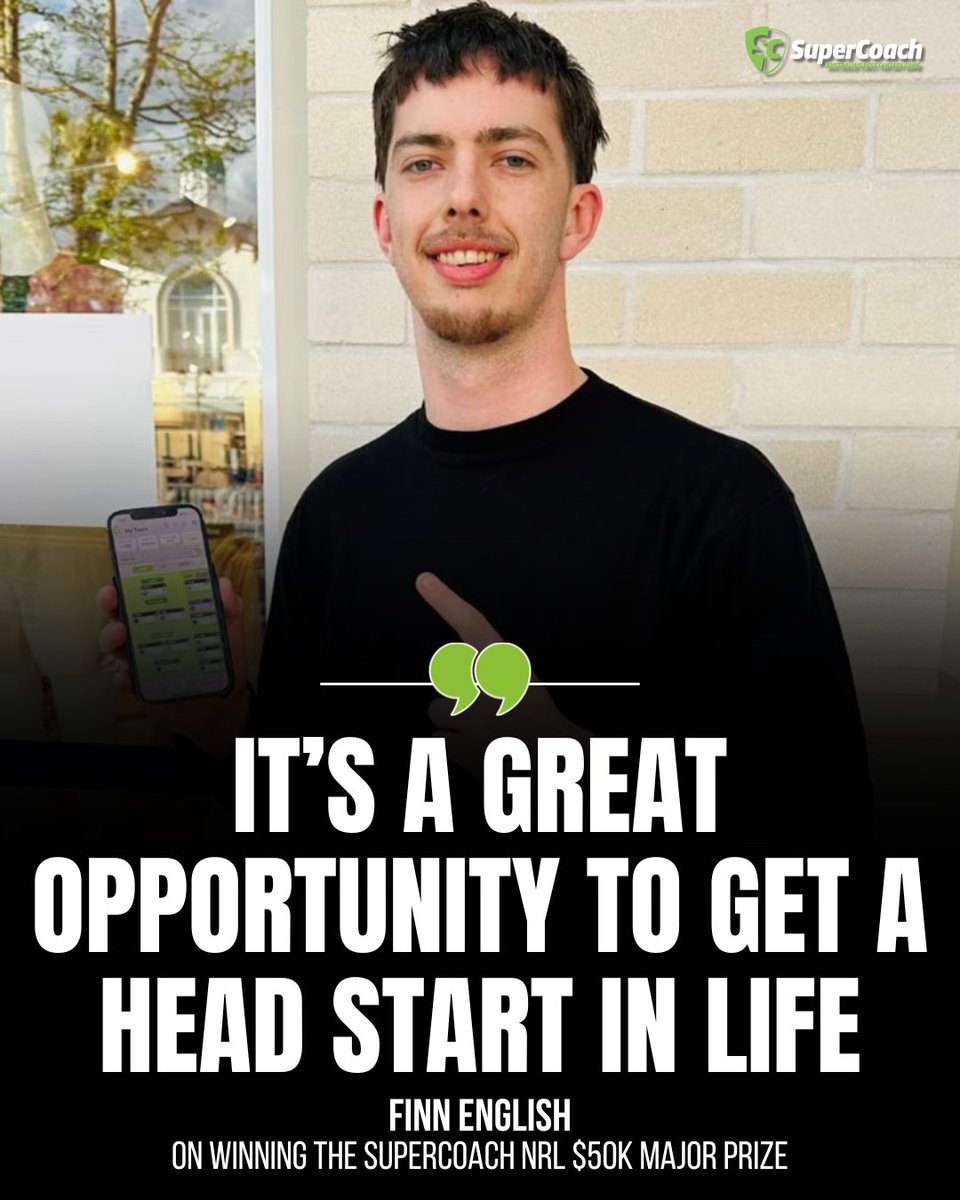 23-year-old Finn English is $50,000 richer after taking out SuperCoach NRL 2025 and he plans to use the winnings to get a head start on adult life.

➡️FREE STORY: bit.ly/4maWEHB