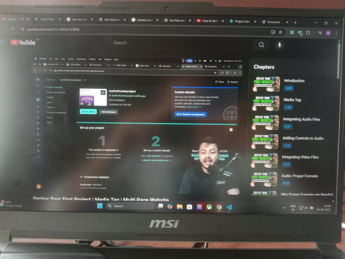 SagaCoder's tweet image. Day 6 completed the lecture learned how to make multiple pages and deployed my first website (coming Sunday I will deploy the &quot;gym&apos;swebsite&quot; which bhaiya want us to make).
#Defence
@rohit_negi9 
@adityatandon02