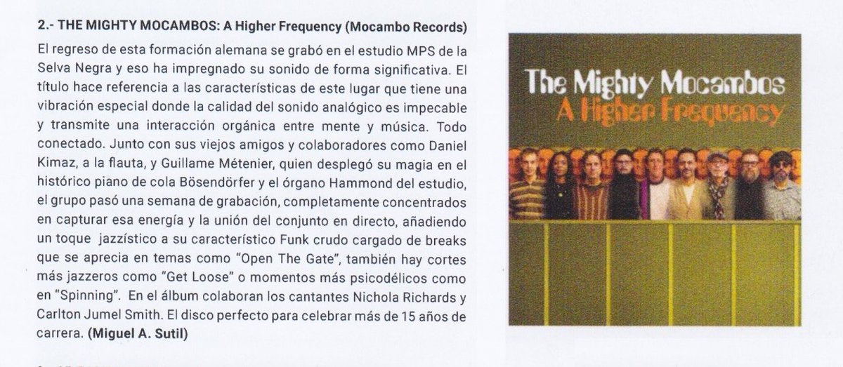 "A special vibration... the perfect album to celebrate over 15 years of activity!" - gracias Spanish mag <a href="/ENLACEFUNK/">Enlace Funk</a> for showing love to <a href="/MightyMocambos/">The Mighty Mocambos</a>' new album 'A Higher Frequency' out now on <a href="/MocamboRecords/">Mocambo Records</a>!