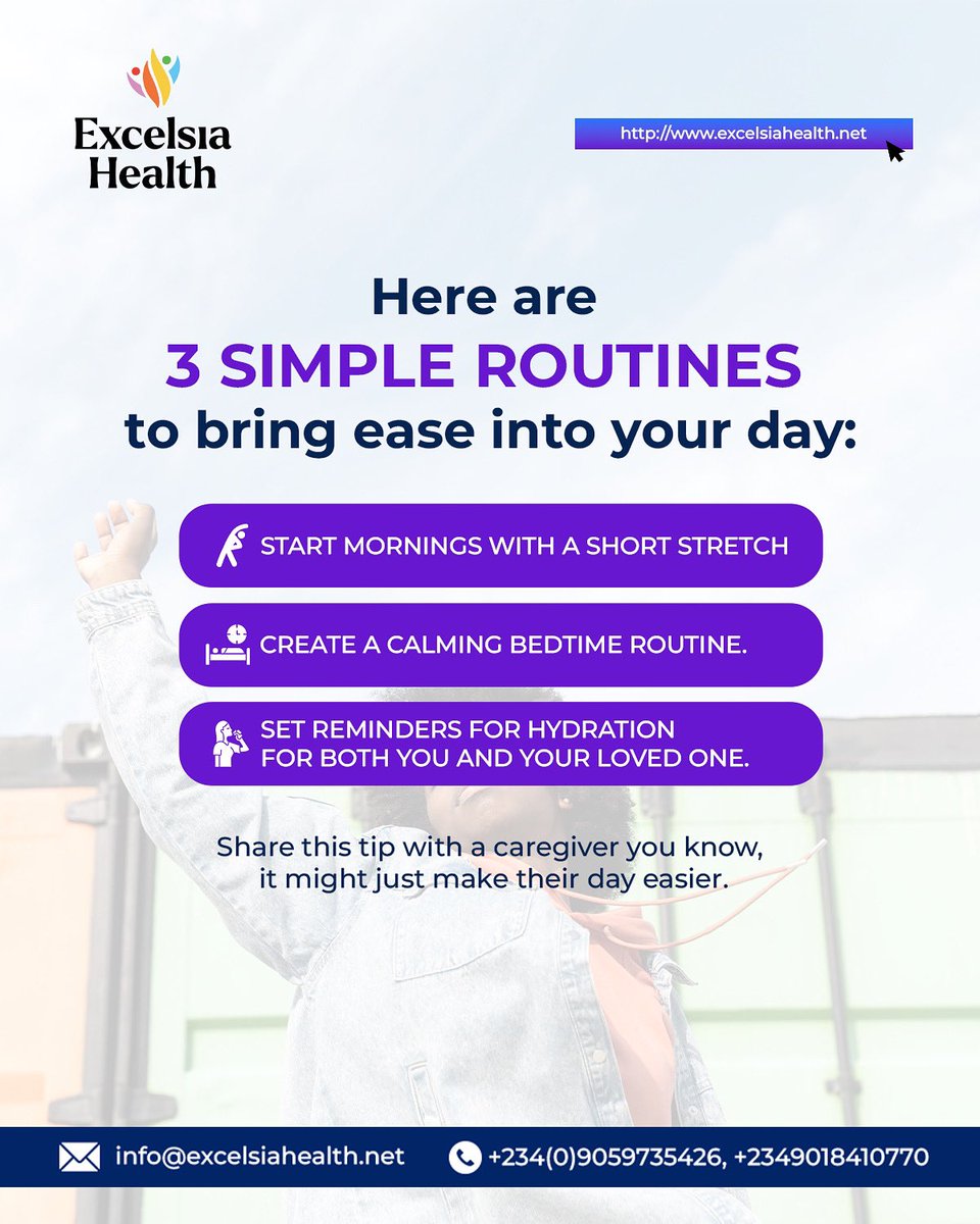 Here are 3 simple routines to bring ease into your day:

Share this tip with a caregiver you know, it might just make their day easier.

#excelsiahealth #lacasadealofoke #LaCasaDeLosFamososMx3 #IrynaZarutska #Gemini_NT #Crypto #benbvolliefde