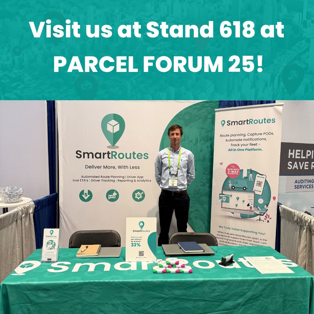 Day 2 at PARCEL Forum 2025!

📍 Find us at Stand 618

Our team is ready to talk delivery routing and dispatching with businesses that want to work smarter, not harder.

If you’re here, swing by the stand, we’d love to meet you!

#PARCEL25CHICAGO #SmartRoutes #LastMileDelivery