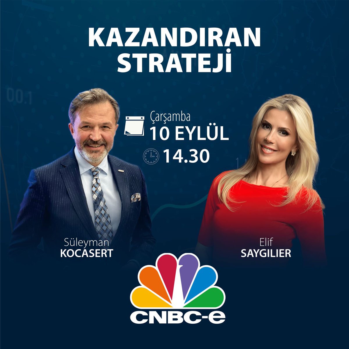 10 Eylül Çarşamba (bugün) saat 14.30 sevgili Elif Saygılıer ‘in , kazandıran strateji programına konuk olacağım. OVP , Enflasyon , işsizlik ve  yarın açıklanacak TCMB faiz kararı gibi güncel konuları değerlendireceğiz. <a href="/elif_saygilier/">Elif Saygılıer</a> <a href="/cnbceofficial/">CNBC-e</a> #ekonomi #kazandıranstrateji