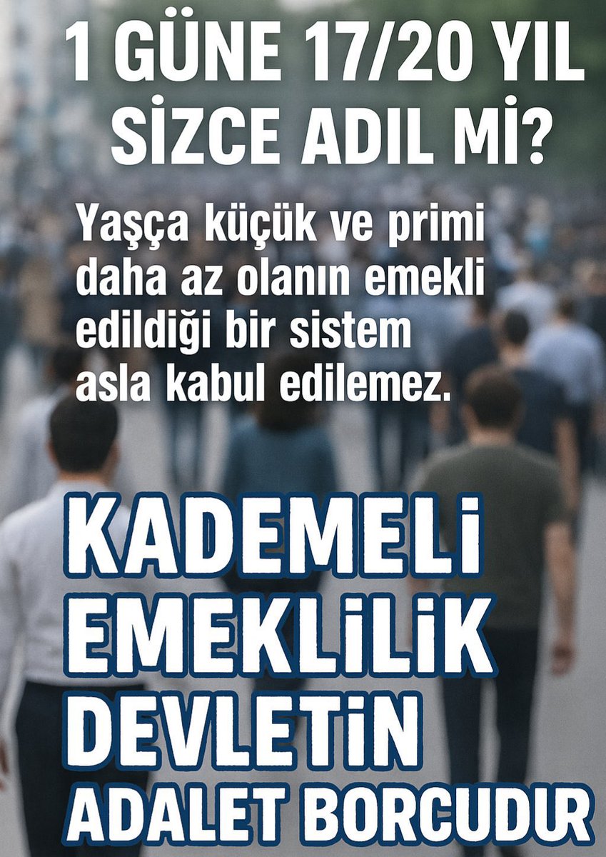 @....Müslim BYZTŞ (@beyzts25muslim) on Twitter photo Ben 9000 gün primle 25 yol kesintisiz prim ödemişken benim yerime 43 yaşına basan 5975 günü zorla dolduran 8/9/99 tarihi öncesinde sadece bir kaç gün sigorta başlangıcı olanın 2.5 yıldır maaş almasına onay veren yasayı imzalayanları asla #Affedemem
<a href="/EmadDernegi/">EMEKLİLİKTE ADALET DERNEĞİ ⚖️</a>
#KademeyiÇözün Ben 9000 gün primle 25 yol kesintisiz prim ödemişken benim yerime 43 yaşına basan 5975 günü zorla dolduran 8/9/99 tarihi öncesinde sadece bir kaç gün sigorta başlangıcı olanın 2.5 yıldır maaş almasına onay veren yasayı imzalayanları asla #Affedemem
<a href="/EmadDernegi/">EMEKLİLİKTE ADALET DERNEĞİ ⚖️</a>
#KademeyiÇözün