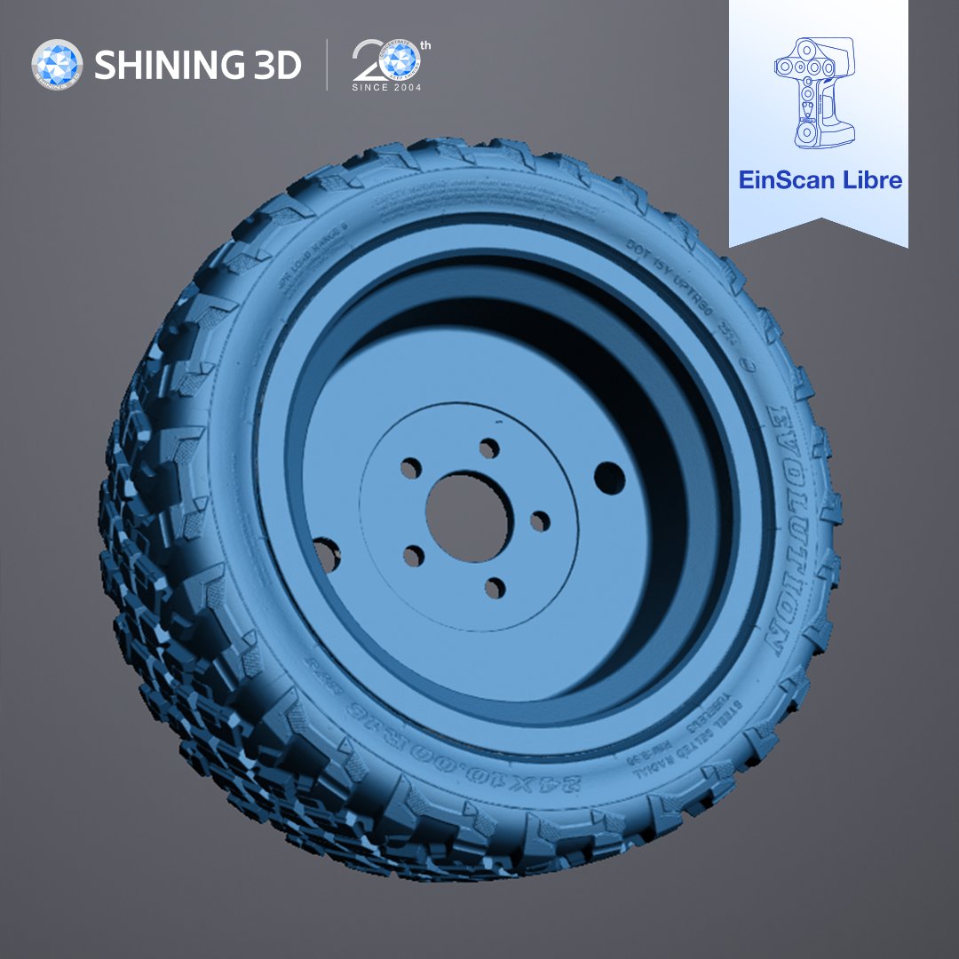 Shining3D's tweet photo. 🚗 Scan fast. Think big. This car tyre was captured in just seconds using EinScan Libre's IR Rapid Mode—thanks to its large scan range and high speed performance.

👉View the 3D data here: https://t.co/YV79o44GSH

#AutomotiveCustomization #YachtDesign #FastScanning https://t.co/6HmHbKklgT