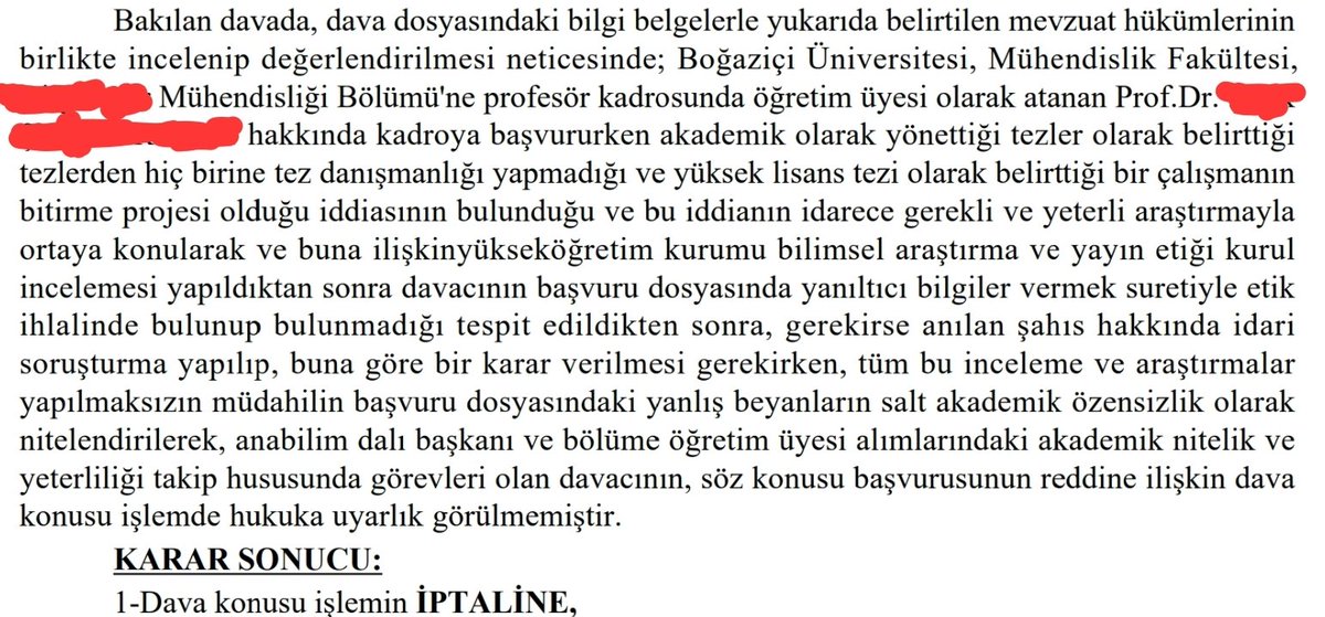 Boğaziçi Ü. yönetimi, profesör atadığı bir kişinin başvuru dosyasında kendisini yönetmediği tezlerin danışmanı, bir bitirme projesini de "yüksek lisans tezi" olarak gösterdiğine ilişkin iddiayı incelemedi.
Mahkeme "incelemelisin!" dedi ama ses yok. Kişi zamanaşımıyla kurtulacak.