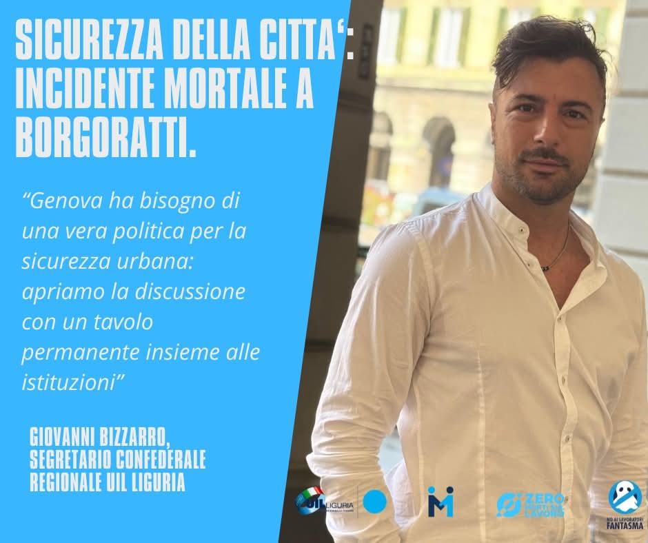 "Genova ha bisogno di una vera politica per la #sicurezzaurbana: apriamo la discussione con un tavolo permanente insieme alle istituzioni". Così Giovanni Bizzarro, segretario confederale regionale #uilliguria, dopo l'ultimo incidente mortale avvenuto sulle strade di Genova.
