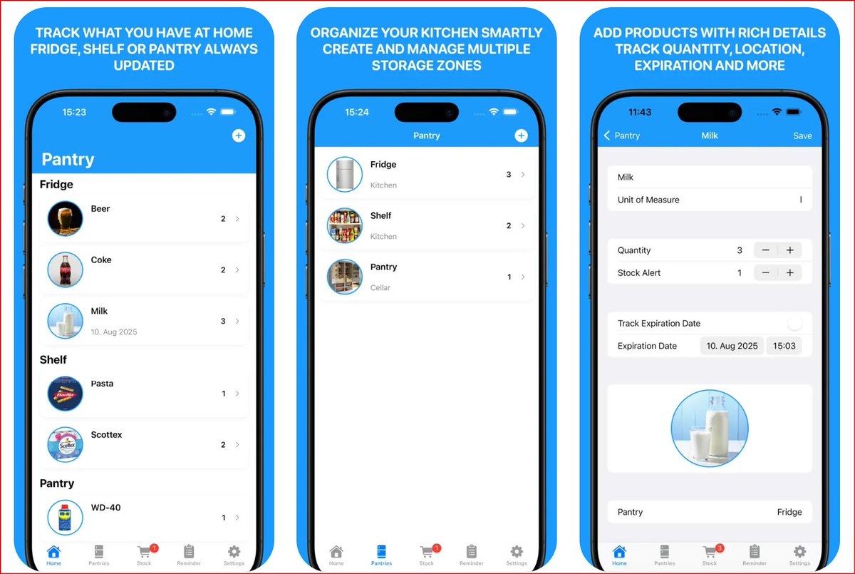 ottorinobruni's tweet image. 🥦🥖 Keep your pantry under control!
iPantry 🥫 helps you track groceries, manage expiry dates & build a smart shopping list with iCloud sync.
Save money. Cut waste. Stay organized.
🔗 apps.apple.com/gr/app/ipantry…
#indiedev #iOSApps #Productivity