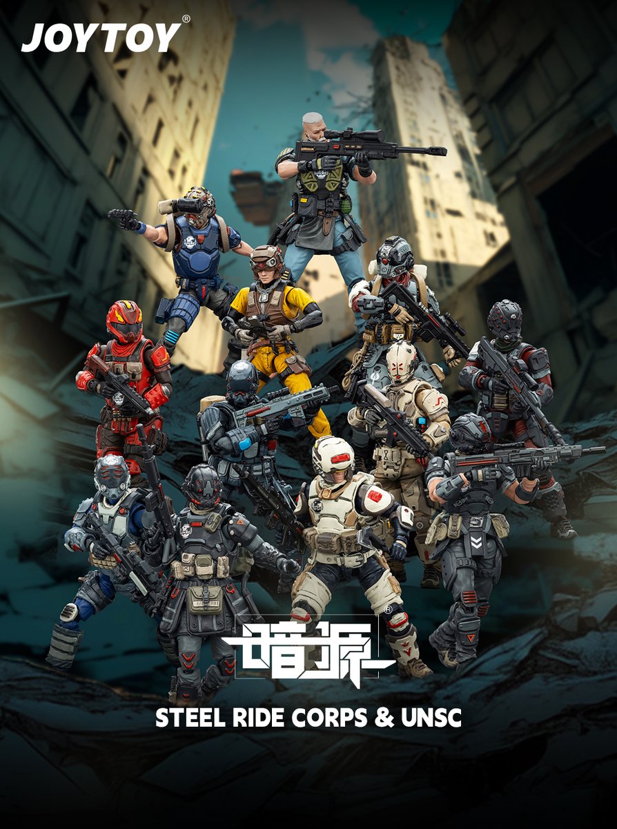StoreJoytoy's tweet image. JOYTOY Dark Source Steel Ride Corps &amp;amp; UNSC Squad
From sharpshooters and medics to infiltration experts and heavy breachers, each soldier carries the grit and firepower of the Dark Source Universe.
📖 Explore the Dark Source comic at joytoy.com/pages/comic
#JOYTOY #DarkSource