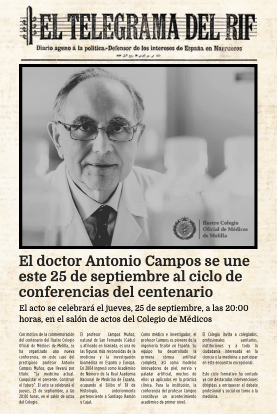 ℹ️ COMUNICADO OFICIAL

El doctor Antonio Campos se une este 25 de septiembre al ciclo de conferencias del centenario del ICOMME

🔗 commelilla.es/el-doctor-anto…

#Melilla #Centenario