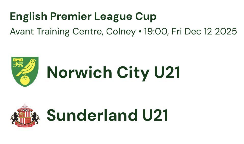 The <a href="/AcademyOfLight/">SAFC Academy</a> U21’s are visiting <a href="/NorwichCityAcad/">Norwich City Academy</a> in December! #SAFC #NCFC