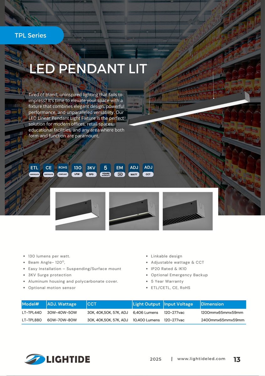 Linear Pendant Light Fixture LED Linkable Office House Lighting lightide-tech.com/product/linear…