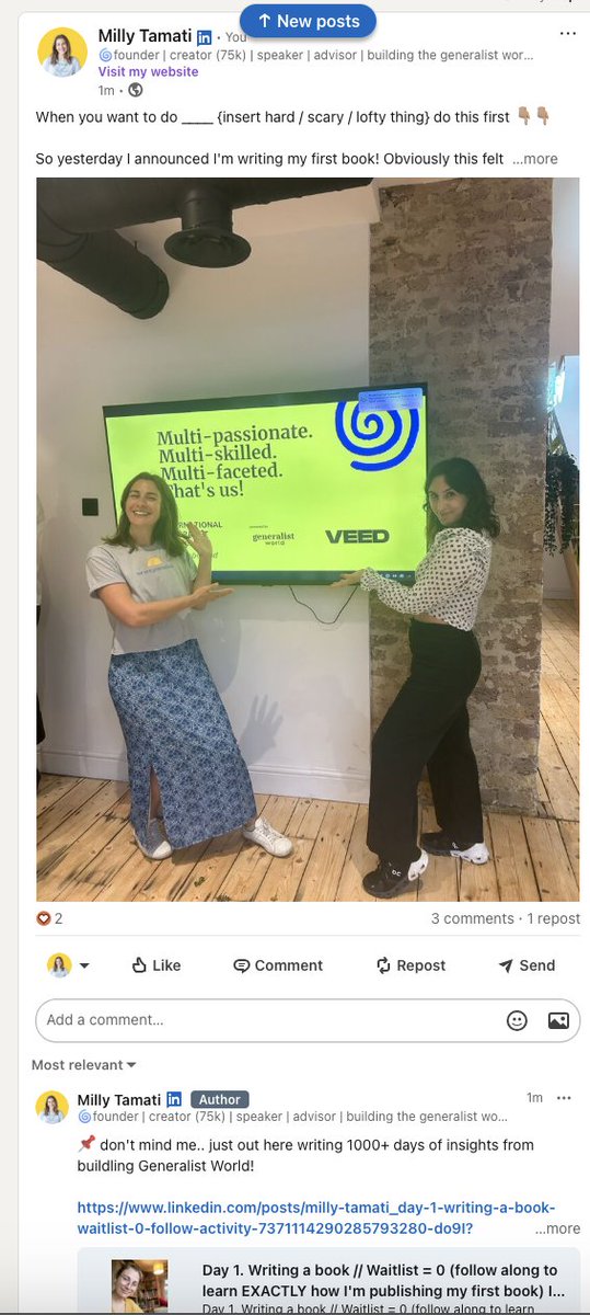 Milly’s building: generalist.world (@millytamati) on Twitter photo BE BINGE-ABLE!
Link your last post as a PS to have ppl go down the rabbithole of your comment BE BINGE-ABLE!
Link your last post as a PS to have ppl go down the rabbithole of your comment
