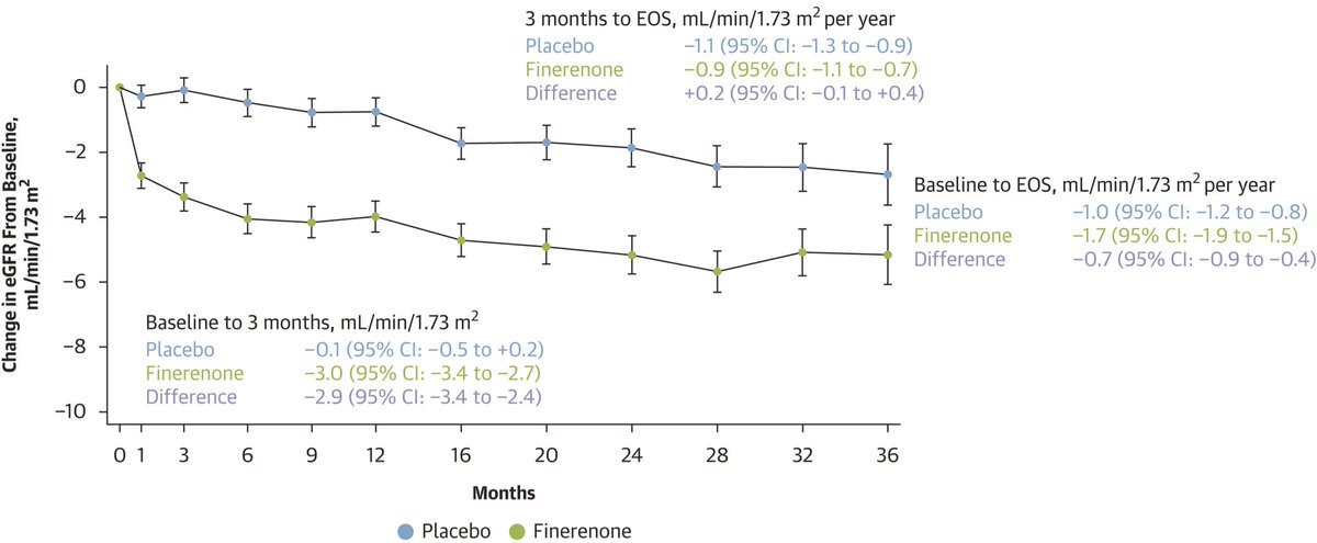 Finerenone and Kidney Outcomes in Patients With Heart Failure: The FINEARTS-HF Trial

In FINEARTS-HF, a population at low risk of adverse kidney outcomes, finerenone did not significantly modify the kidney composite outcomes. Finerenone led to a greater reduction in initial eGFR,