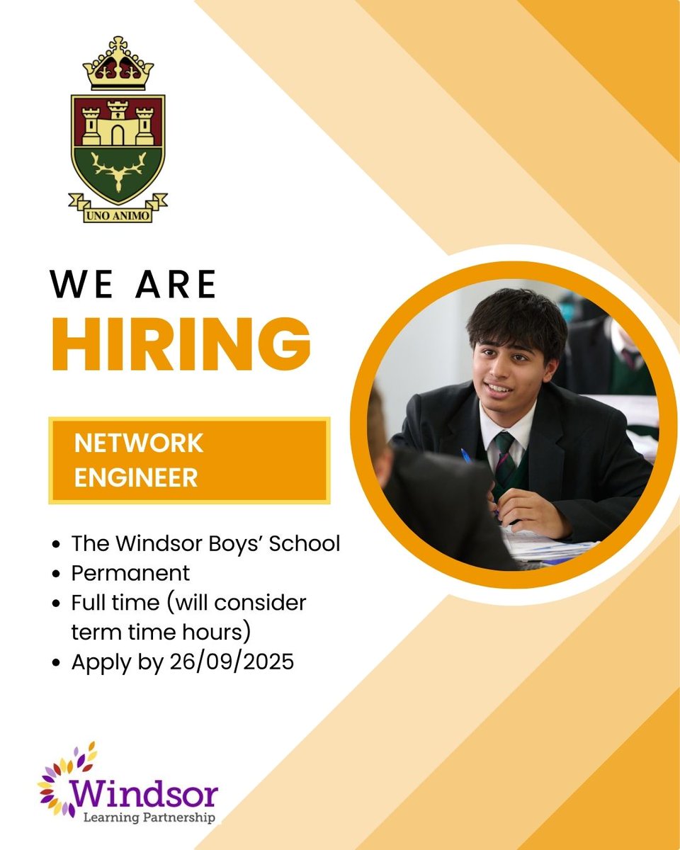 WindsorLearning's tweet image. We're hiring an enthusiastic and experienced Network Engineer. The successful candidate will be expected to display the ability to work independently, with guidance from the Trust’s IT Director, to ensure an effective IT service is delivered to the school.
mynewterm.com/jobs/141844/ED…