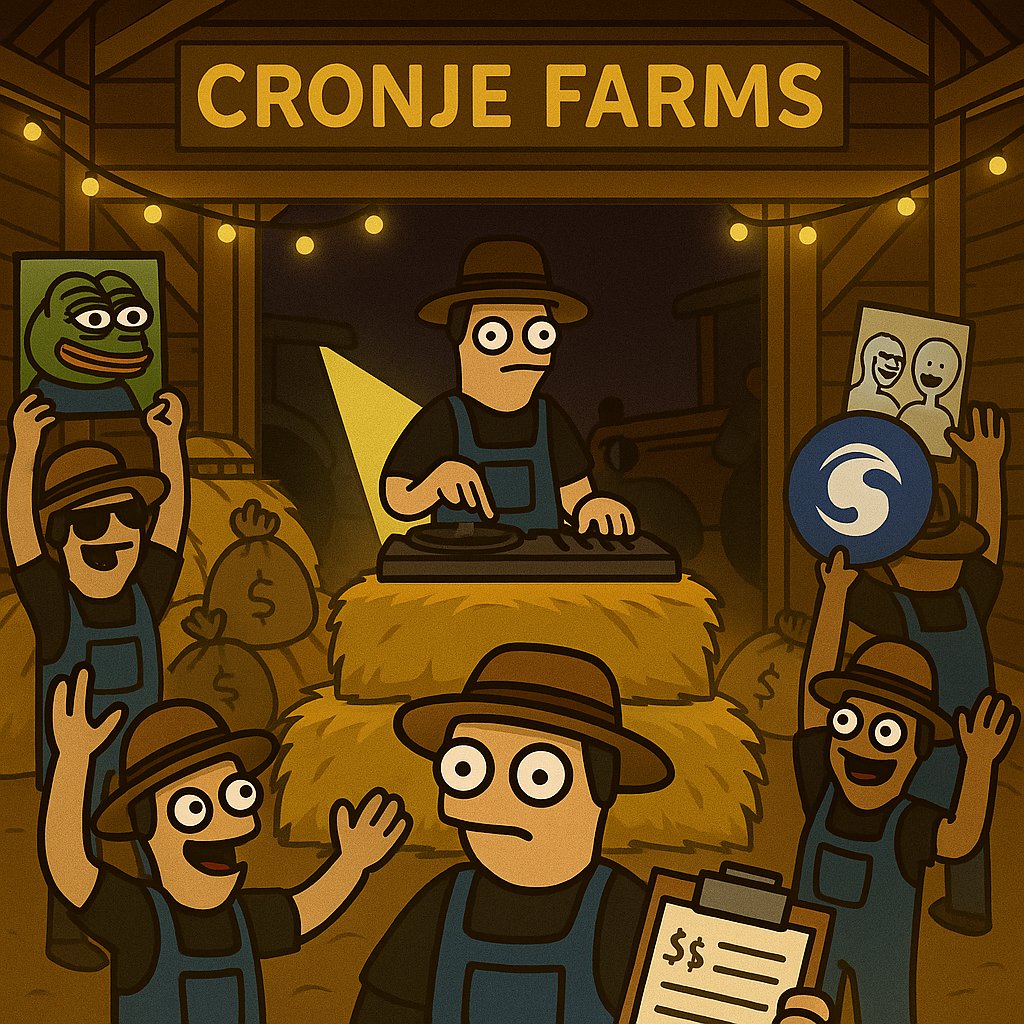 The Cronje fam is buzzing.

Meme farmers, yield farmers, and Sonic degens all in the same field.

This is where culture meets farming 🌾