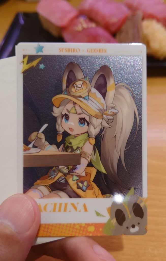 mo3zy_'s tweet photo. 【交換】原神　スシロー　メタリックカード

出→カチーナちゃん
求→早柚ちゃん

郵送か後日梅田にて交換希望です
よろしくお願い致します。 https://t.co/1q6lDy40iW