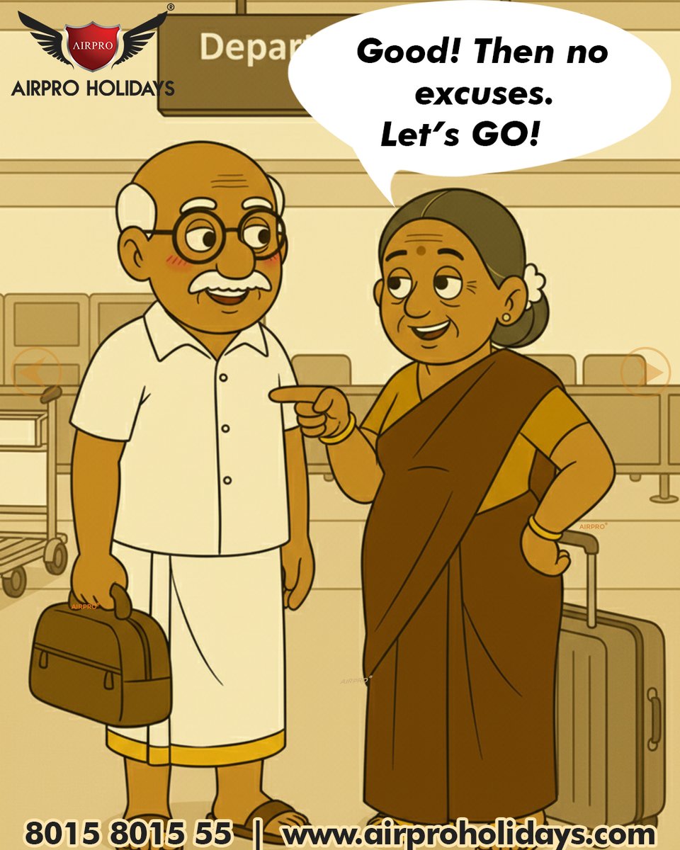 airproholidays's tweet photo. 🧓: “What if I get lost at the airport?”
👵: “If you can find the TV remote, you can find the gate!” 😏

First-time flyers, we’ve got you covered.
✈️ Penang &amp; Langkawi – Oct 2025 | ₹69,900 All Inclusive
👉 https://t.co/xmZTdhgtUL

#airproholidays #penang #langkawi https://t.co/GCzWOdQsRS