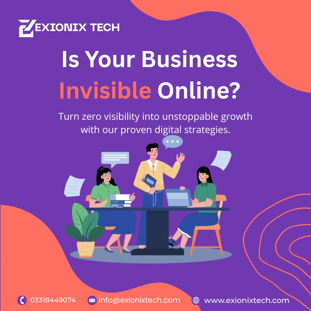 ExionixTech's tweet image. Is your business hard to find online? 👀 Exionix Tech helps you get seen, get customers, and grow fast 

#ExionixTech #OnlineGrowth #GetVisible #BusinessSuccess #DigitalSolutions #GrowWithUs #MarketingExperts #TechForBusiness #innovation #startuppakistan