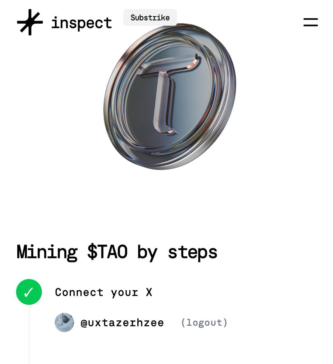 Zainab (@uxtazerhzee) on Twitter photo Mining $TAO has never been this EASY โ๏ธ
Step 1๏ธโฃ Connect your X
Step 2๏ธโฃ Engage and tag <a href="/inspectxyz/">Inspect</a>
Step 3๏ธโฃ Watch your $TAO balance GROW ๐
Weโre building a community of winners ๐
Every like โค๏ธ
Every repost ๐
Every comment ๐ฌ
= More $TAO in your bag ๐ฅ
#NuanceInspectxyz Mining $TAO has never been this EASY โ๏ธ
Step 1๏ธโฃ Connect your X
Step 2๏ธโฃ Engage and tag <a href="/inspectxyz/">Inspect</a>
Step 3๏ธโฃ Watch your $TAO balance GROW ๐
Weโre building a community of winners ๐
Every like โค๏ธ
Every repost ๐
Every comment ๐ฌ
= More $TAO in your bag ๐ฅ
#NuanceInspectxyz