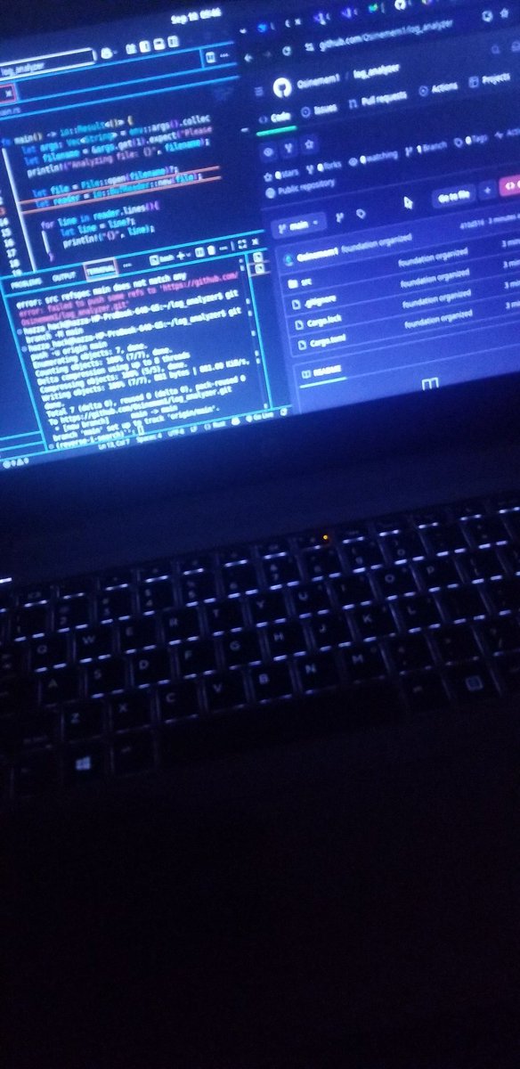 HazzaTechHub's tweet photo. New project #Rustlang
Practicing and learning rust today 
By building a file log Analyzer
Am getting used to the compiler 
Already for mini project 
Would still be learning rust even after two years 🔥
Off to phase 2 of the log Analyzer https://t.co/z6kAPKhmXf