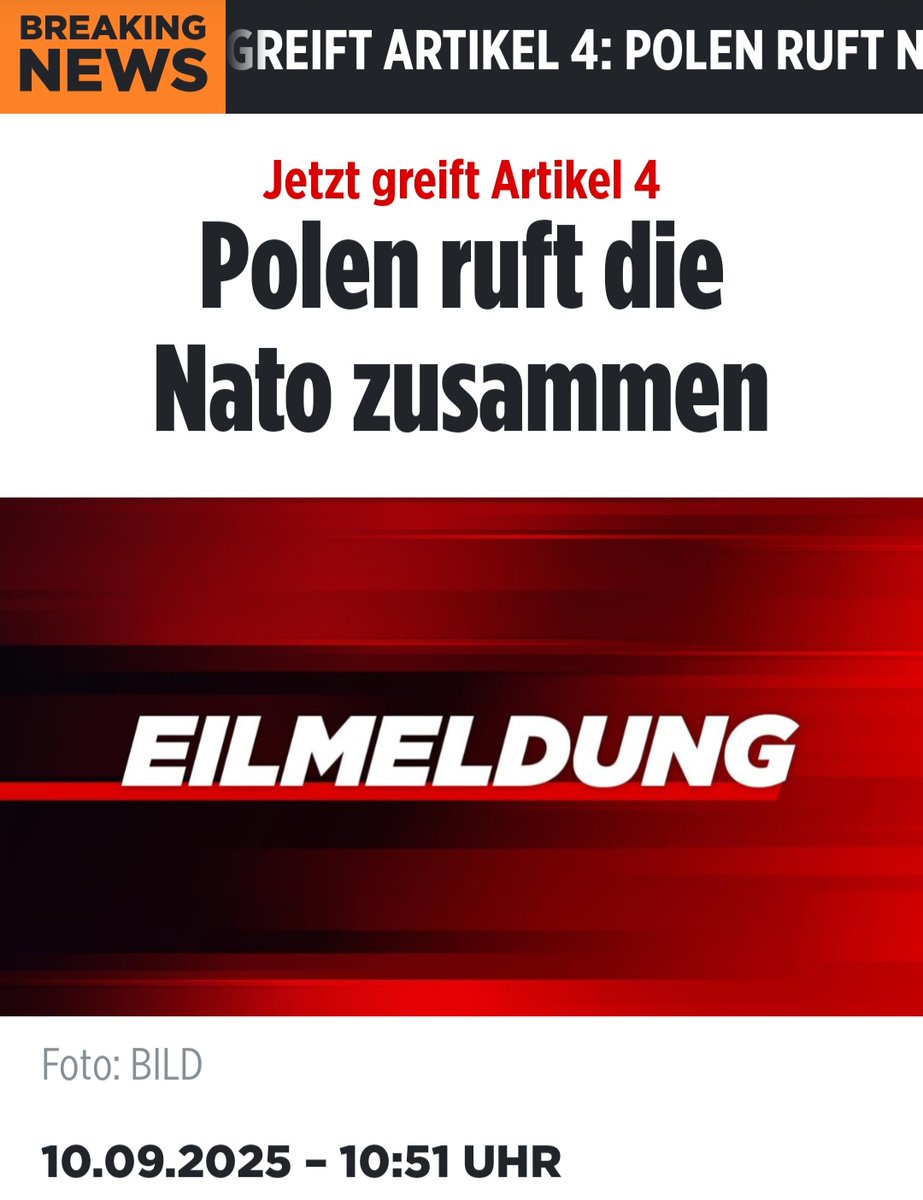 EILMELDUNG!!! ⚠️⚠️⚠️
Nach dem Abschuss von mehreren Drohnen hat Polen Konsultationen nach Artikel 4 des Nato-Vertrags beantragt. Das sagte Regierungschef Donald Tusk in Warschau.
Die Kriegstreiber sind vermutlich schon in Bombenstimmung! 😠🤬
Lasset uns beten...