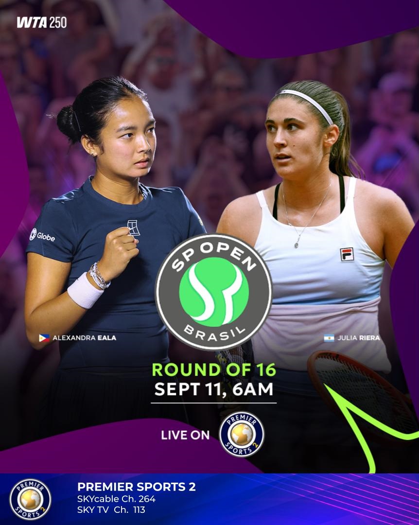 Let’s rally behind Alex as she goes for another big win tomorrow, September 11 at 6:00 AM on Premier Sports 2 (SKYcable Ch. 264 | SKY TV Ch. 113) #WhatsOnSKY 📺
Start time may vary depending on earlier matches.