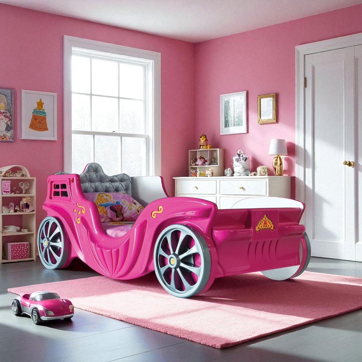 ShopRaceCarBeds's tweet image. Turn bedtime into a fairy tale with the Pretty Princess Carriage Bed! Sturdy, safe, and easy to assemble perfect for ages 3–12. Because every princess deserves a magical night’s sleep. 💜 Shop now!

#PrincessRoom #FairyTaleBedroom #PrincessBed #KidsFurniture #RaceCarBeds