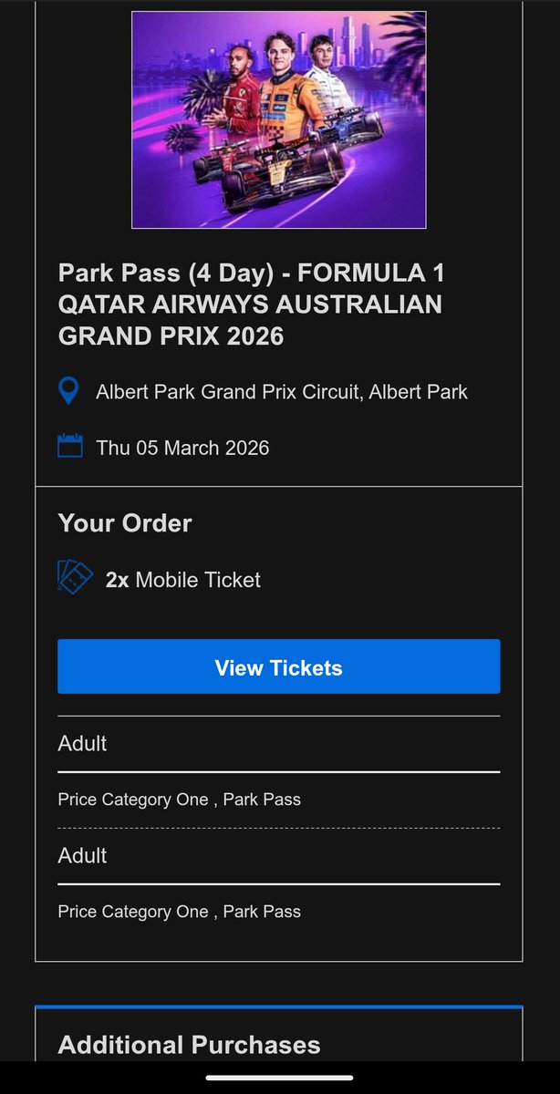 Yes, tickets for Australian Grand Prix secured, roll on March 🇭🇲🦘🏁🏎️