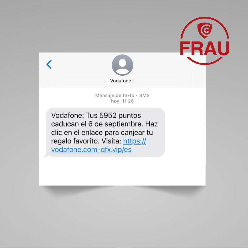 ciberseguracat's tweet photo. ⚠️Alerta!  vodafone_es ha avisat d’una nova estafa a través d'SMS on suplanten la seva identitat. 

Els ciberdelinqüents alerten sobre la caducitat d'uns suposats punts i inciten l’usuari a accedir a un enllaç maliciós amb l’excusa de bescanviar-los per un nou dispositiu o regal