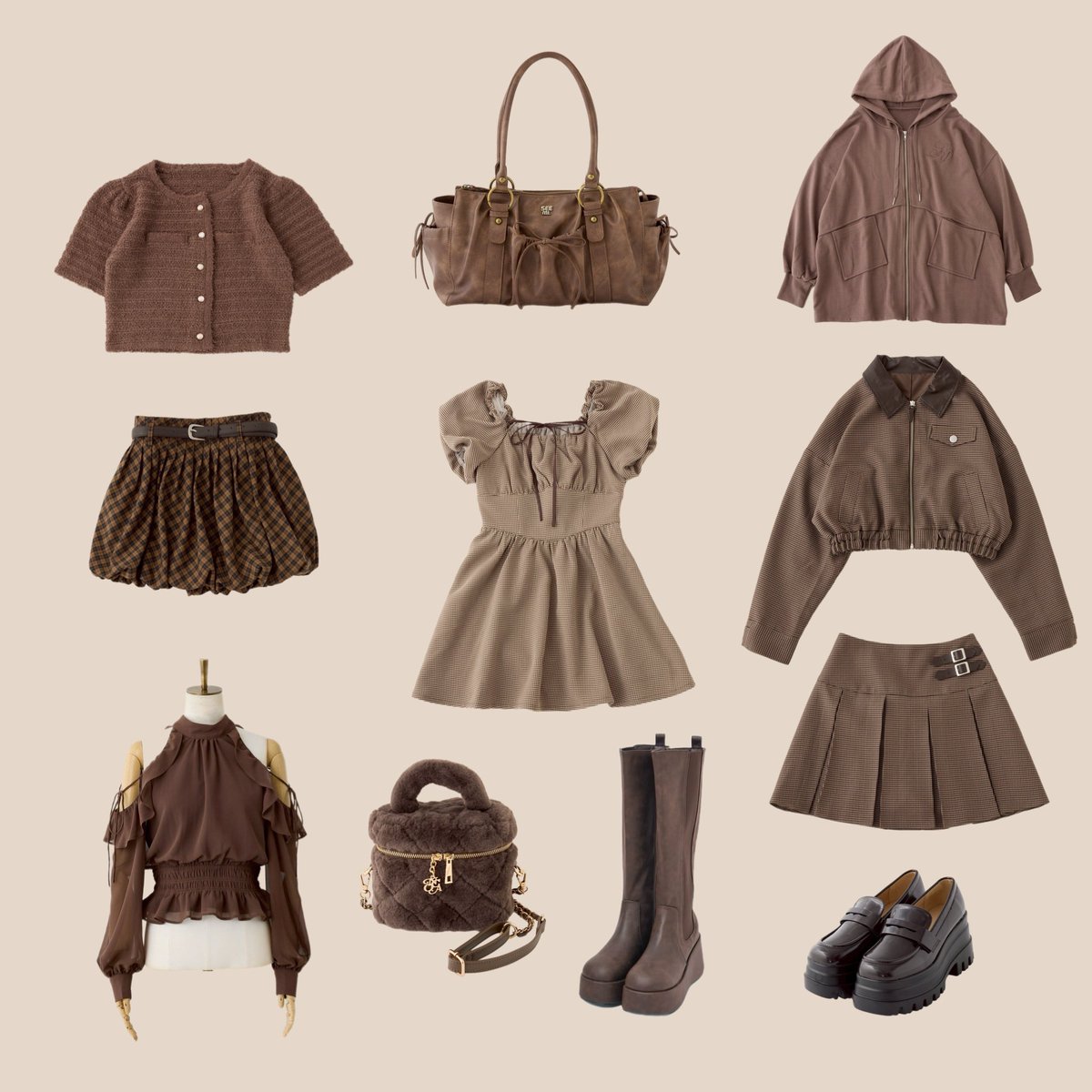 NICE CLAUP ティペット付きペプラムコート ブラウン M 2025年最新】ペプラムコート ナイスクラップの人気アイテム