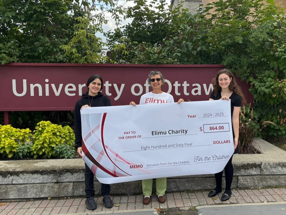 elimu_projects's tweet image. Our founder Nina Chung met up with Kayla and Kathleen current co-chairs The University of Ottawa's FOR THE CHILDREN club to receive donation of the funds they raised during the 2024-25 school year. This funds towards Elimu's projects, helps keep kids in school in Kenya.