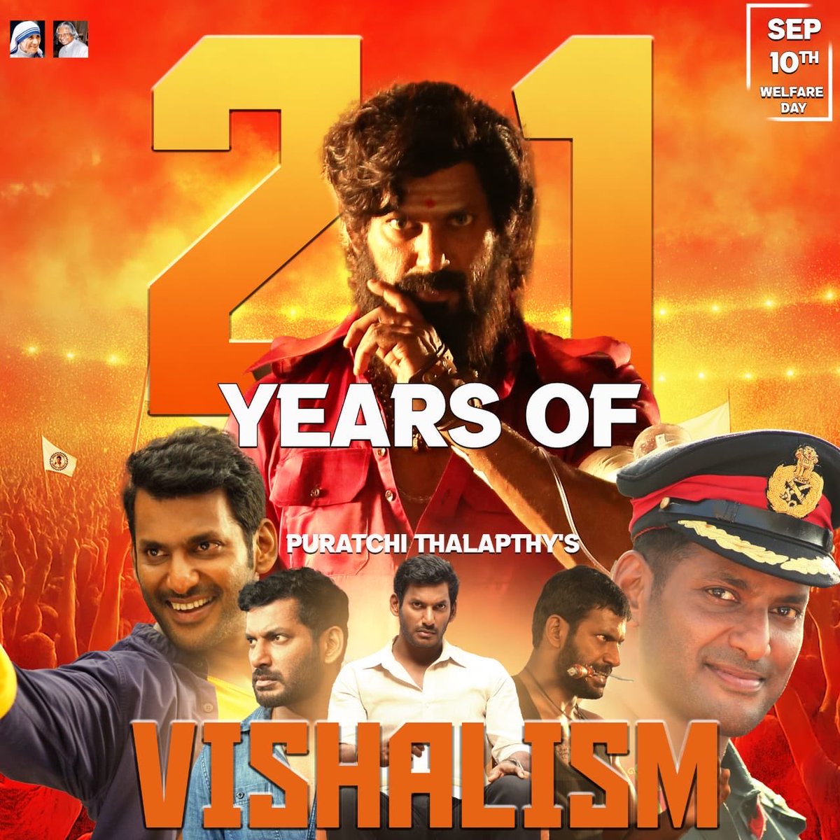 Celebrating 21 glorious years of Puratchi Thalapathy  <a href="/VishalKOfficial/">Vishal</a> From electrifying performances to championing social causes, your journey has been truly inspiring. Here's to many more iconic moments and powerful roles!
#21YearsOfVishalism #ActorVishal 
<a href="/HariKr_official/">Harikrishnan</a>
