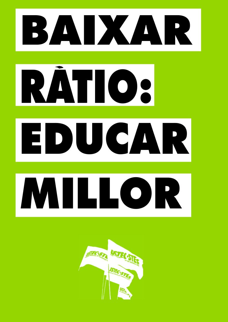 La professió ho té clar. Baixar la ràtio, recuperar salari i acabar amb les tasques fum. Baixar la ràtio per educar millor. #DignitatDocent #DignitatPAE