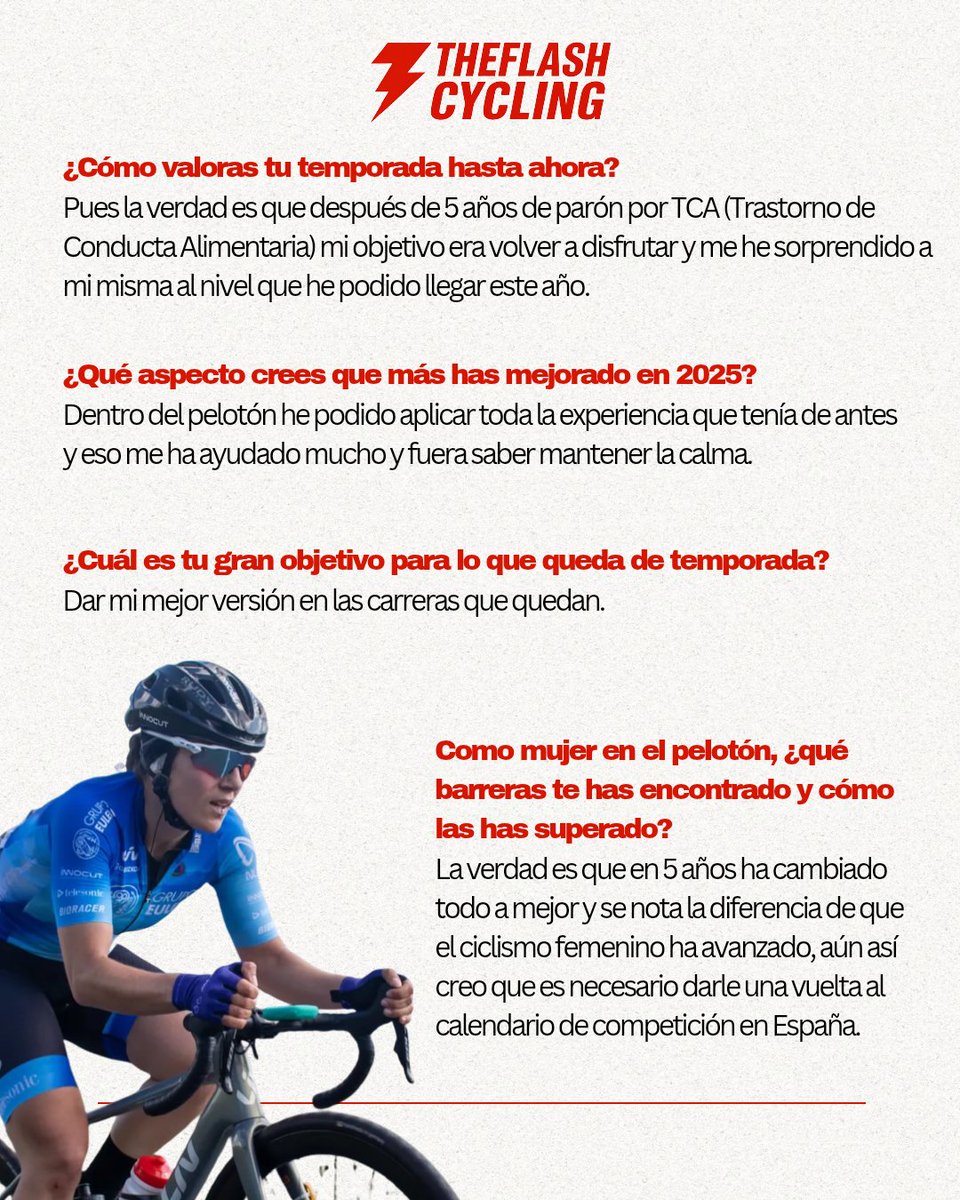 TheFlashCycling's tweet image. 🔴 PREGUNTAMOS A… Aroa Gorostiza 🔴

Tras 5 años de parón, ha vuelto al pelotón con ilusión y un gran nivel 👏
En 8 preguntas nos cuenta:
⚡ Cómo vive su regreso
⚡ Sus metas en esta nueva etapa
⚡ Una curiosidad personal

¿Hasta dónde llegará en esta segunda oportunidad? 🚀