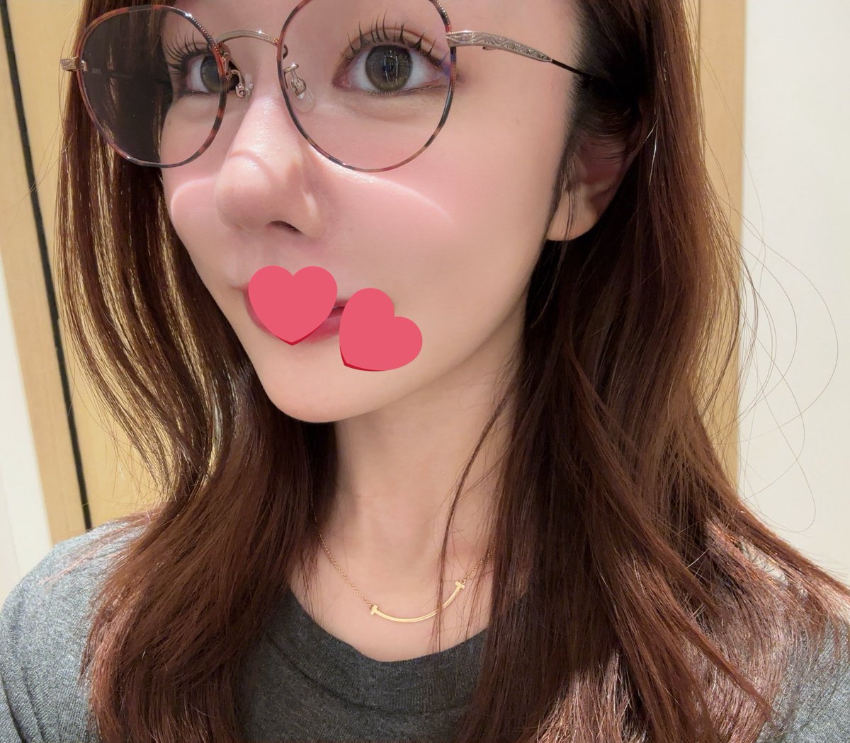 度あり中顔面短縮メガネ (ピーチピンク) jinsの中顔面短縮眼鏡にPeach Pinkのチークレンズ入れるの本当に可愛い