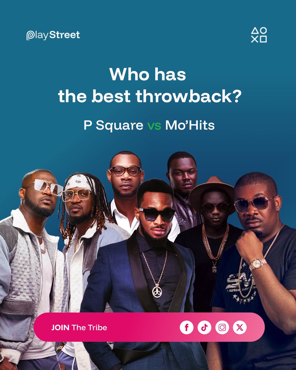 PlayStreetNG's tweet image. P Square vs Mo’Hits! Who gave us the most iconic hits, the unforgettable anthems, and the real throwback vibes?

Drop your fave jam from each crew. #TeamPSquare or #TeamMoHits

#ThrowbackVibes #Psquare #MoHits #NaijaMusicLegends #PlayStreet #AfrobeatsThrowback