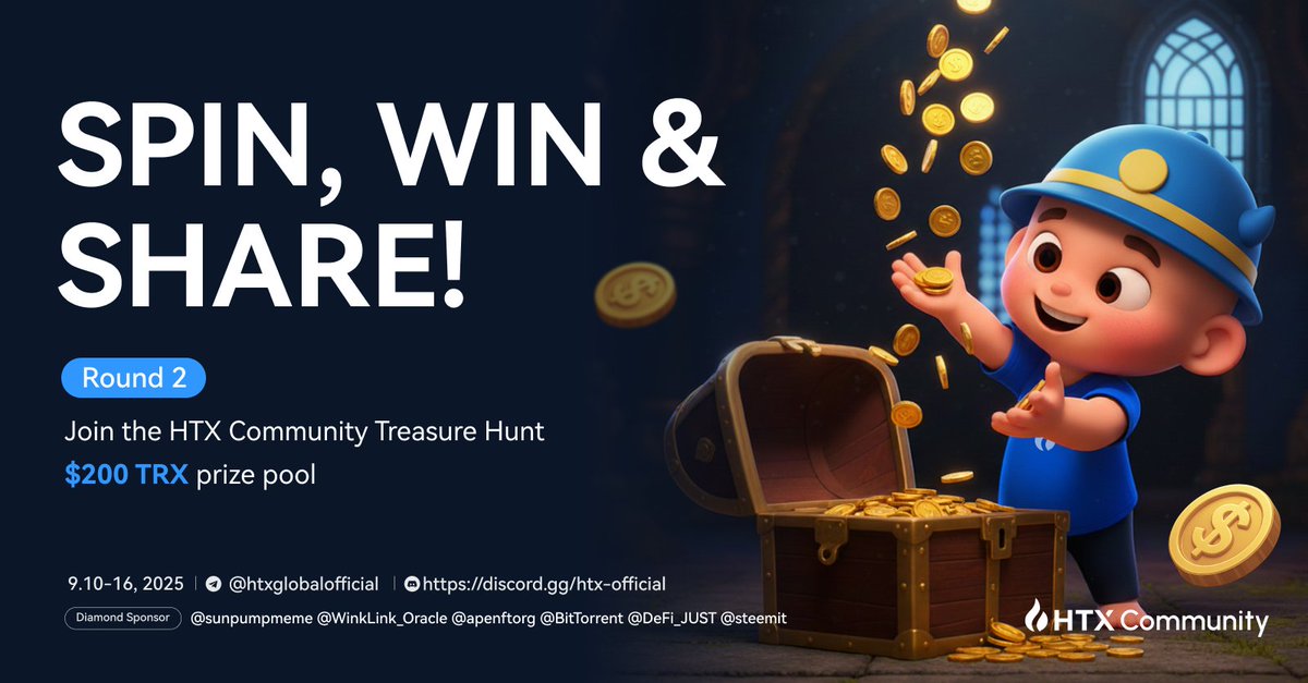 💎 Treasure Chest Unlocked! 💎
Who’s spinning today? 🎰🪙$200 TRX up for grabs!

✅ Follow <a href="/HTXCommunity/">HTX Community</a> + RT
🚀 Join Telegram: t.me/htxglobaloffic…
👾 Join Discord: discord.gg/htx-official
🔍 Share your screenshots with #Treasure_hunt

Get started: forms.gle/mVKRX5WDvFSaES…